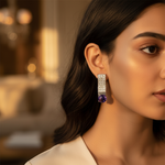 Load image into Gallery viewer, Pendientes colgantes de cristal de plata con piedra preciosa morada | Regalo para ella