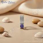 Load image into Gallery viewer, Pendientes colgantes de cristal de plata con piedra preciosa morada | Regalo para ella