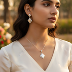 将图像加载到图库查看器中, 925纯银钻石形首饰套装 | 耳环和吊坠 | 礼品