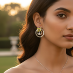 Load image into Gallery viewer, Conjunto de pendientes y colgante de flor de plata | Joyería con piedras preciosas amarillas