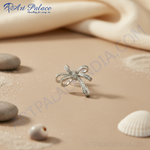 将图像加载到图库查看器中, 银色蝴蝶结耳钉 | 立方氧化锆 | 女士礼物