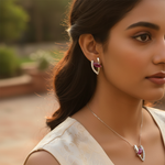 Load image into Gallery viewer, Silver Ruby Earrings and Pendant Set | Women's Jewelry Gift