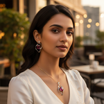 Load image into Gallery viewer, Ruby Jewelry Set: Silver Pendant & Earrings | Women's Gift