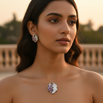 Load image into Gallery viewer, Conjunto de pendientes y colgante de hoja de rubí de plata | Regalo de joyería para mujer