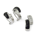Load image into Gallery viewer, Silver Onyx & Baguette Diamond Earrings for Women