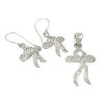 Load image into Gallery viewer, 925 Silver Bow Earrings & Pendant Set for Women | Gift Jewelry