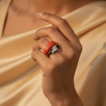 Load image into Gallery viewer, Silver Coral Ring for Women | Modern Design Jewelry