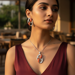 Load image into Gallery viewer, Juego de aretes colgantes de coral plateado | Regalo de joyería para mujer