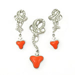 将图像加载到图库查看器中, Silver Coral Earring Set for Women | Dangle Earrings | Gift