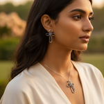 Load image into Gallery viewer, 925 Silver Blue Sapphire Cross Pendant Set for Women