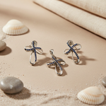 Load image into Gallery viewer, 925 Silver Blue Sapphire Cross Pendant Set for Women