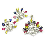 Load image into Gallery viewer, 925 Silver Multi-Gemstone Peacock Set | Earrings & Pendant