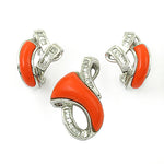 Load image into Gallery viewer, Silver Coral Gemstone Jewelry Set for Women | Gift Jewelry