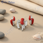 将图像加载到图库查看器中, 银珊瑚首饰套装 | 纯银耳环和吊坠