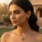 将图像加载到图库查看器中, 银色珊瑚耳环吊坠套装 | 女士珠宝礼品