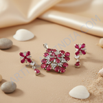 Load image into Gallery viewer, Silver Ruby Pendant Earrings Set | Women's Jewelry Gift