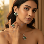 Load image into Gallery viewer, Conjunto de joyas de esmeralda en plata 925 para mujer | Idea de regalo