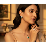 Load image into Gallery viewer, 925 Silver Emerald Jewelry Set | Women's Gift | Emerald Earrings & Pendant