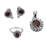 将图像加载到图库查看器中, 925 Silver Garnet Earrings, Ring & Pendant Set | Gift for Her