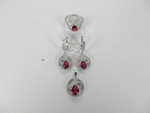 Load image into Gallery viewer, Sterling silver jewelry set with ruby red gemstones: ring, earrings, and pendant necklace