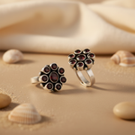 将图像加载到图库查看器中, 925 Silver Black Stone Toe Rings | Adjustable for Women