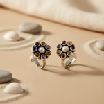 将图像加载到图库查看器中, 925 Silver Gemstone Toe Rings | Colorful Stone Flower Design