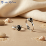 Load image into Gallery viewer, 925 Sterling Silver Toe Rings with Black Gemstone | Women's Jewelry