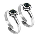 Load image into Gallery viewer, 925 Sterling Silver Toe Rings with Black Gemstone | Women's Jewelry