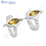 Load image into Gallery viewer, 925 sterling silver ring with a marquise-cut yellow citrine gemstone, elegant design.
