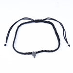 将图像加载到图库查看器中, 925 Sterling Silver Adjustable Leaf Bracelet with Black Cord