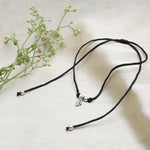将图像加载到图库查看器中, 925 Silver Floral Charm Anklet on Black Cord | Handcrafted Boho Jewelry