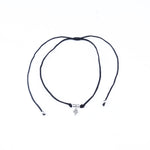 将图像加载到图库查看器中, 925 Silver Floral Charm Anklet on Black Cord | Handcrafted Boho Jewelry