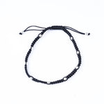 将图像加载到图库查看器中, Black Macrame Bracelet with Silver Beads | Adjustable Closure