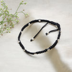 将图像加载到图库查看器中, Black Macrame Bracelet with Silver Beads | Adjustable Closure