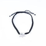 将图像加载到图库查看器中, Adjustable Black Cord Bracelet with Sterling Silver Lotus Charm