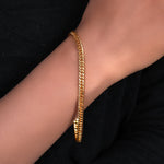将图像加载到图库查看器中, Gold plating Plated Curb Chain Bracelet | Men & Women | Daily Wear