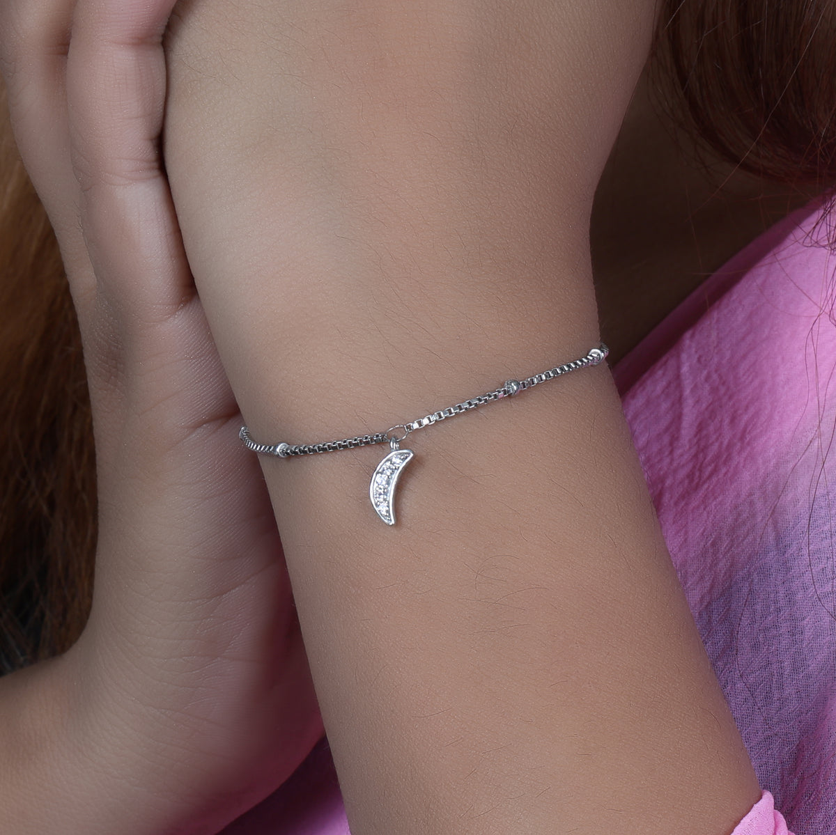 925 silver moon anklet for women | dainty foot jewelry