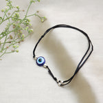 将图像加载到图库查看器中, Adjustable Black Cord Evil Eye Bracelet with Silver Beads for Protection