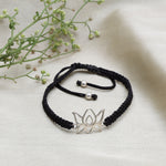 将图像加载到图库查看器中, 925 Sterling Silver Lotus Cord Bracelet for Daily Wear | Adjustable