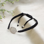 将图像加载到图库查看器中, Adjustable Black Cord Bracelet with Sterling Silver Flower of Life Charm