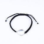 Load image into Gallery viewer, Adjustable Black Cord Bracelet with Clear Quartz Heart Stone