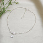 将图像加载到图库查看器中, 925 Sterling Silver Anklet with Cubic Zirconia Clover Charm