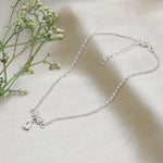 将图像加载到图库查看器中, 925 Sterling Silver Anklet with Cubic Zirconia Clover Charm