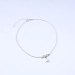 将图像加载到图库查看器中, 925 Sterling Silver Anklet with Cubic Zirconia Clover Charm