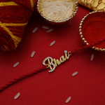将图像加载到图库查看器中, Bhai Design Written Rakhi in Gold-Plated 925 Sterling Silver with CZ