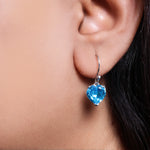将图像加载到图库查看器中, Silver Blue Heart Earrings for Women | Gemstone Jewelry