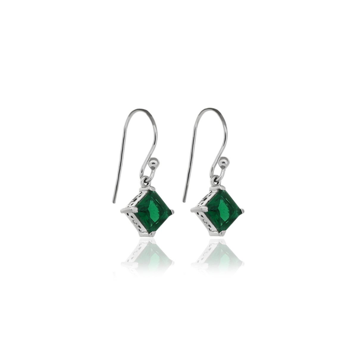 925 silver emerald green stone earrings for women | gift