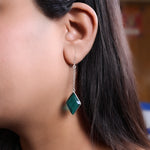 Load image into Gallery viewer, Silver Teal Diamond Drop Earrings for Women | Gemstone Jewelry