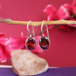 将图像加载到图库查看器中, 925 Silver Garnet Earrings for Women | Red Gemstone Dangle