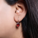 将图像加载到图库查看器中, 925 Silver Garnet Earrings for Women | Red Gemstone Dangle